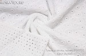 Ткань для платьев
 Хлопок шитье купон D59957 Цвет белый